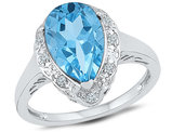 2.25 Carat (ctw) Lab Created Teardrop Blue Topaz Ring in Sterling Silver